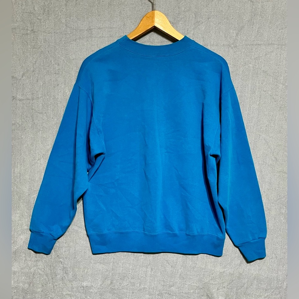 Hanes Blue Turquoise Single Stitch Crewneck Sweater Classic Size Large Vintage - Picture 3 of 6